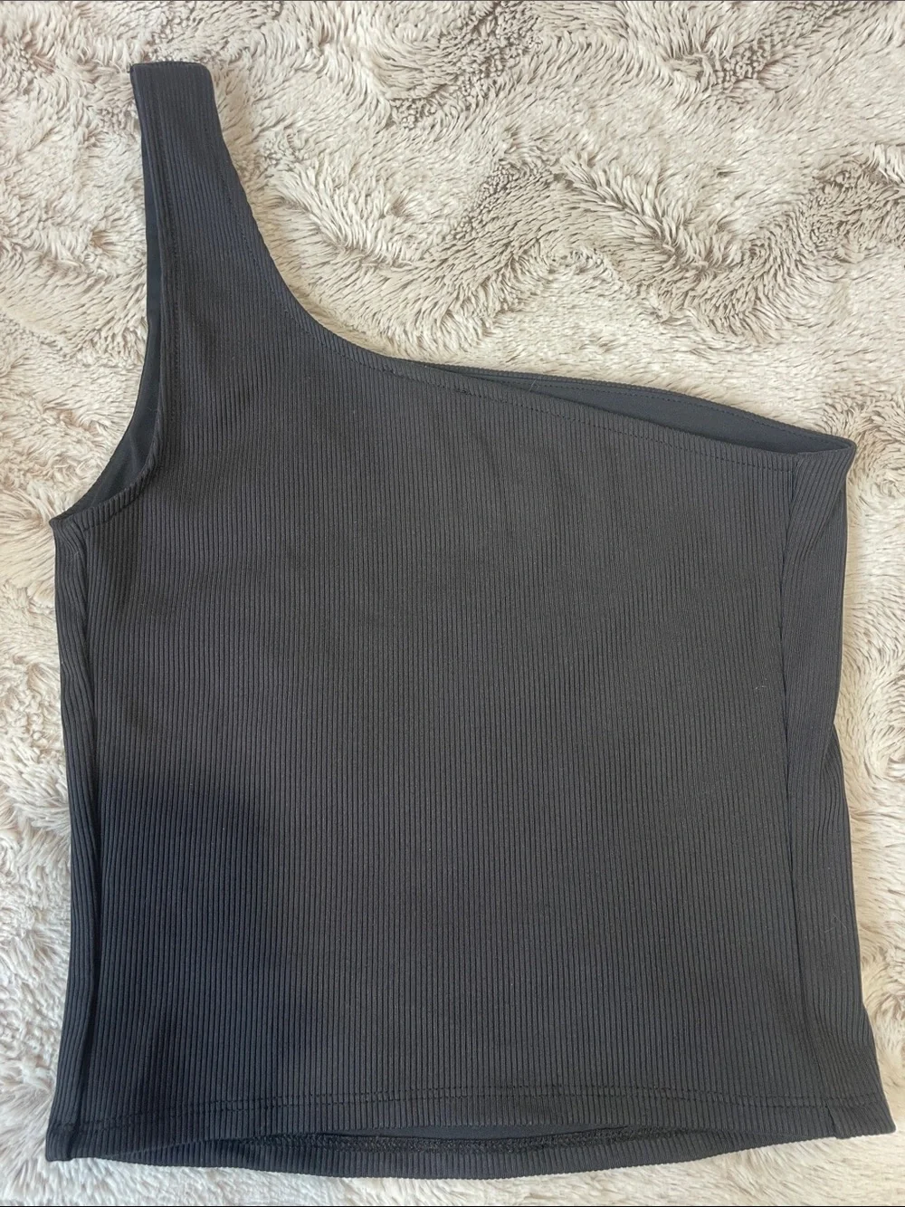 Express One-Shoulder Black Ribbed Tank size small - Picture 2 of 4